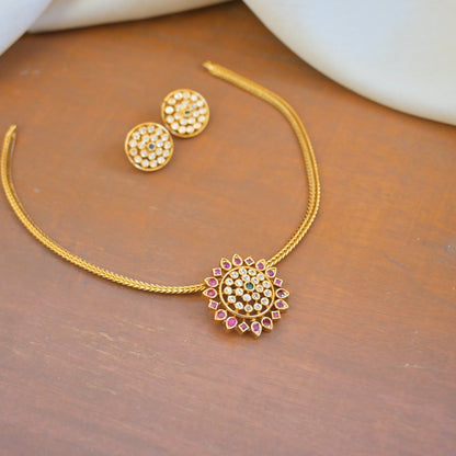 Vritika Gold Plated AD Pendant Set