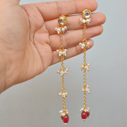 Trisha Kundan Pearl Dangling Earrings