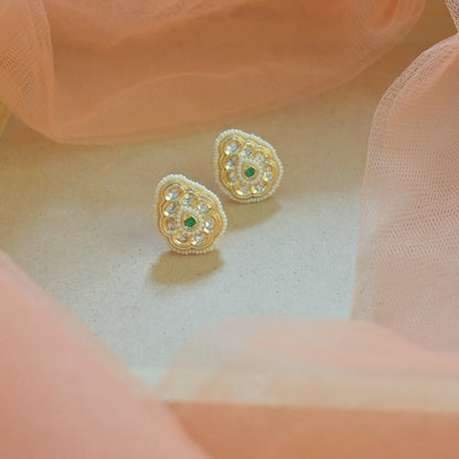 Pearl Drop Polki Studs