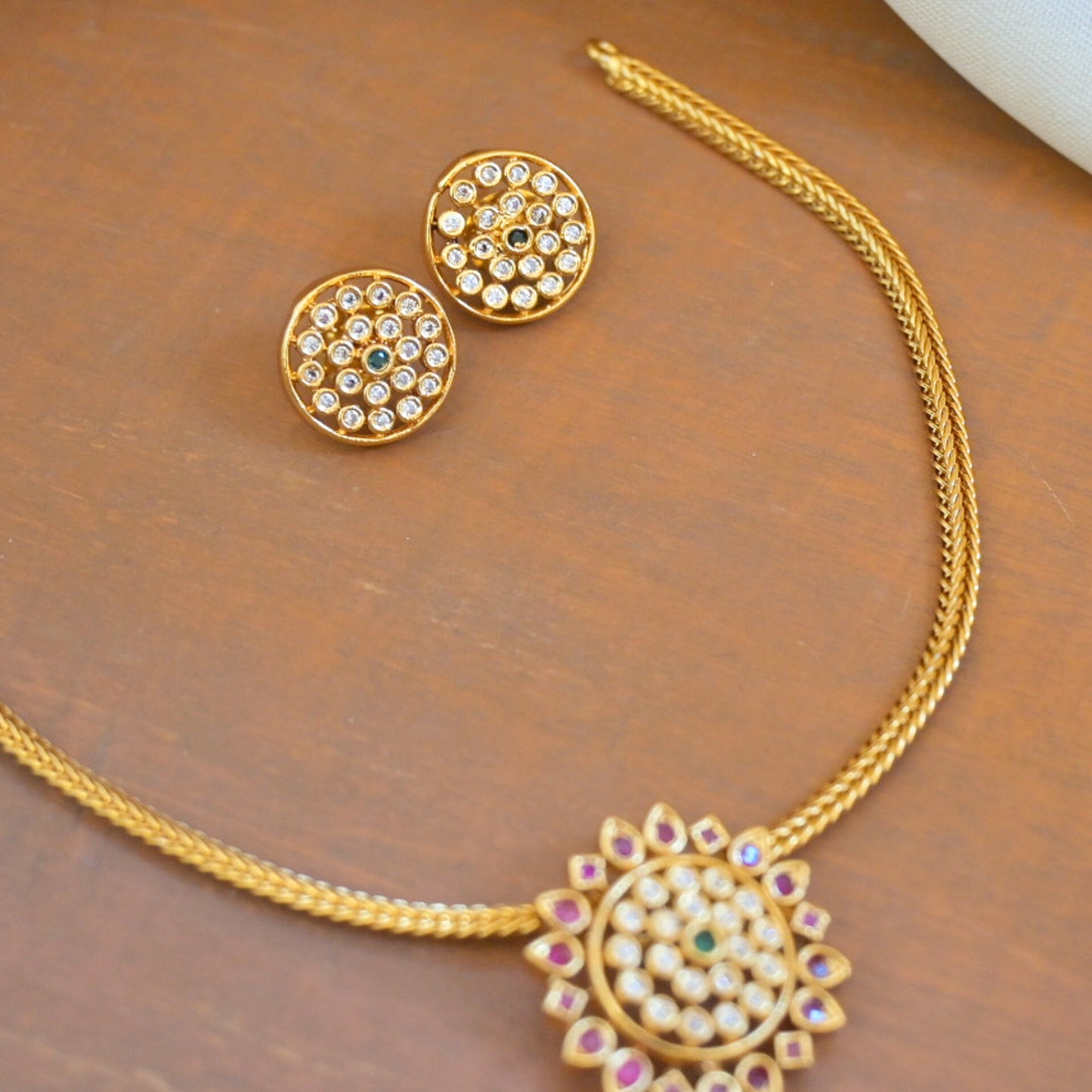 Vritika Gold Plated AD Pendant Set