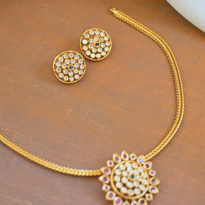 Vritika Gold Plated AD Pendant Set