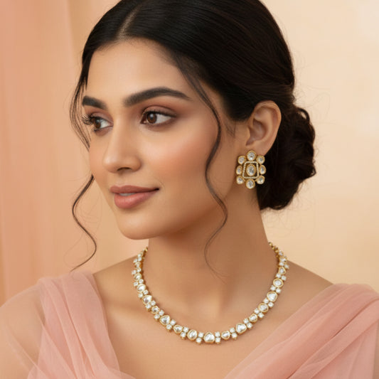 Zoha Polki Kundan Stylish Neckset with Earrings