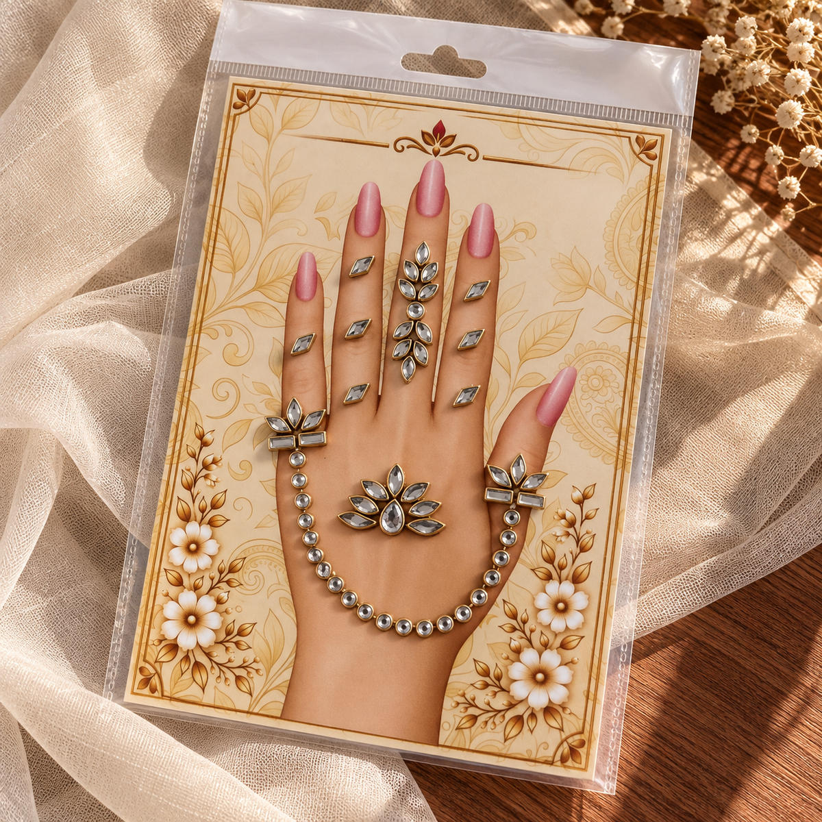 Kundan Mehendi Hand Sticker - 3