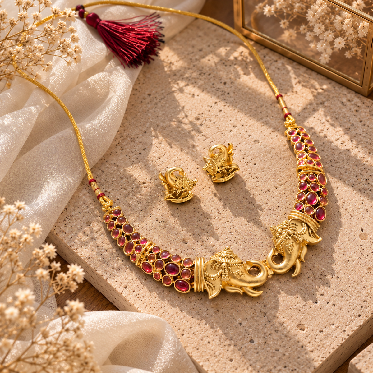 Suvarna Kempu Collar Neckpiece