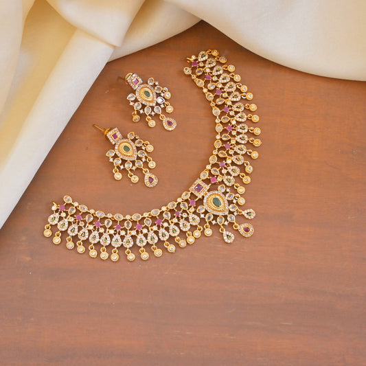 Radha Gold Plated AD Jewellery Set