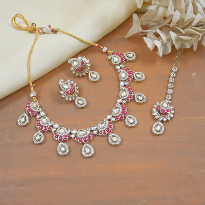 Sharmin Meenawork Neckset with Earrings Teeka
