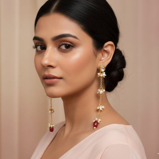 Trisha Kundan Pearl Dangling Earrings