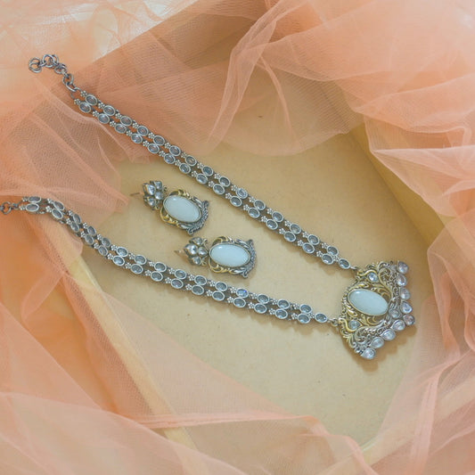 Monika GS Silver Mala Set - Ivory