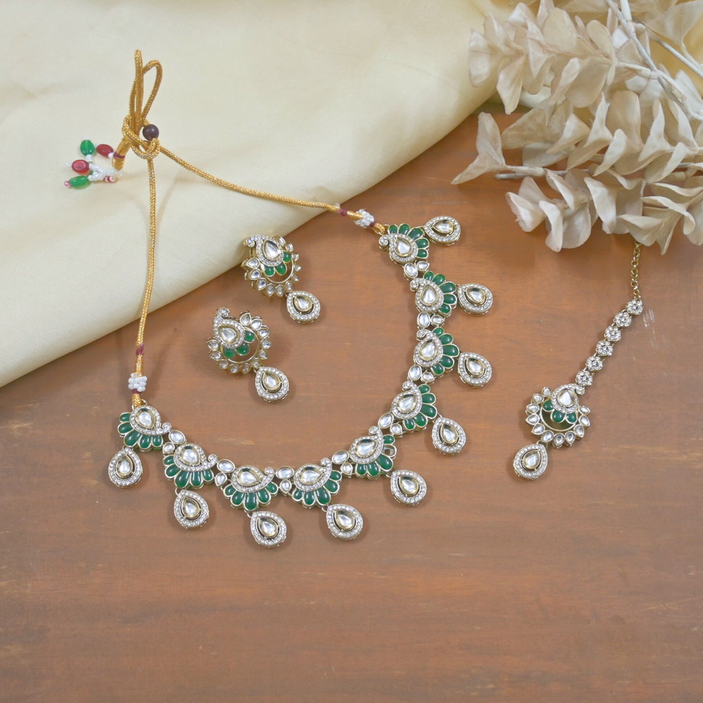 Sharmin Meenawork Neckset with Earrings Teeka