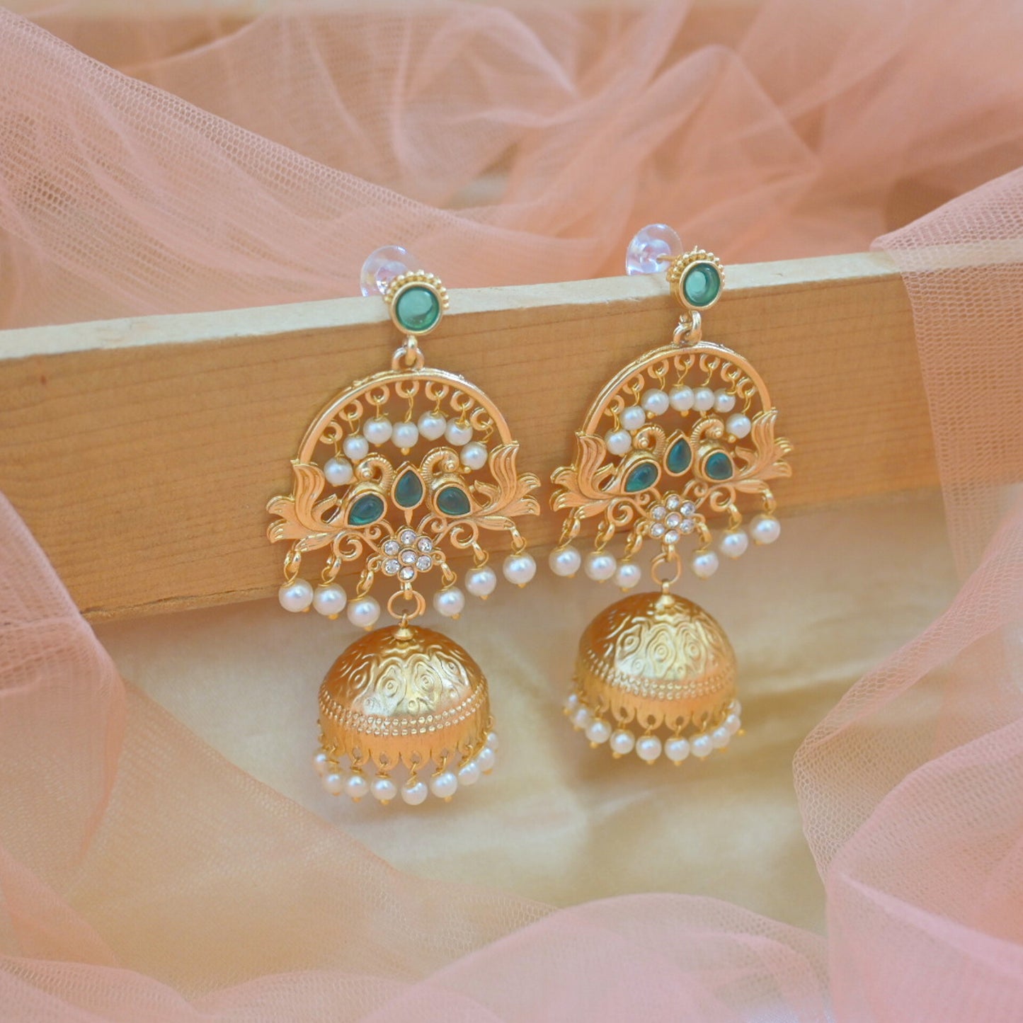 Chahat Golden Brass Jhumkas for Her