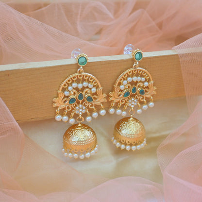 Chahat Golden Brass Jhumkas for Her