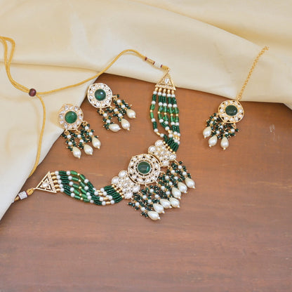 Vamika Monalisa Polki Set - Emerald