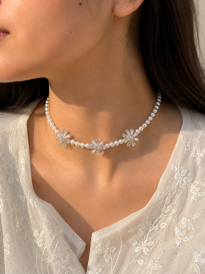 Pearl Silver Zircon Choker