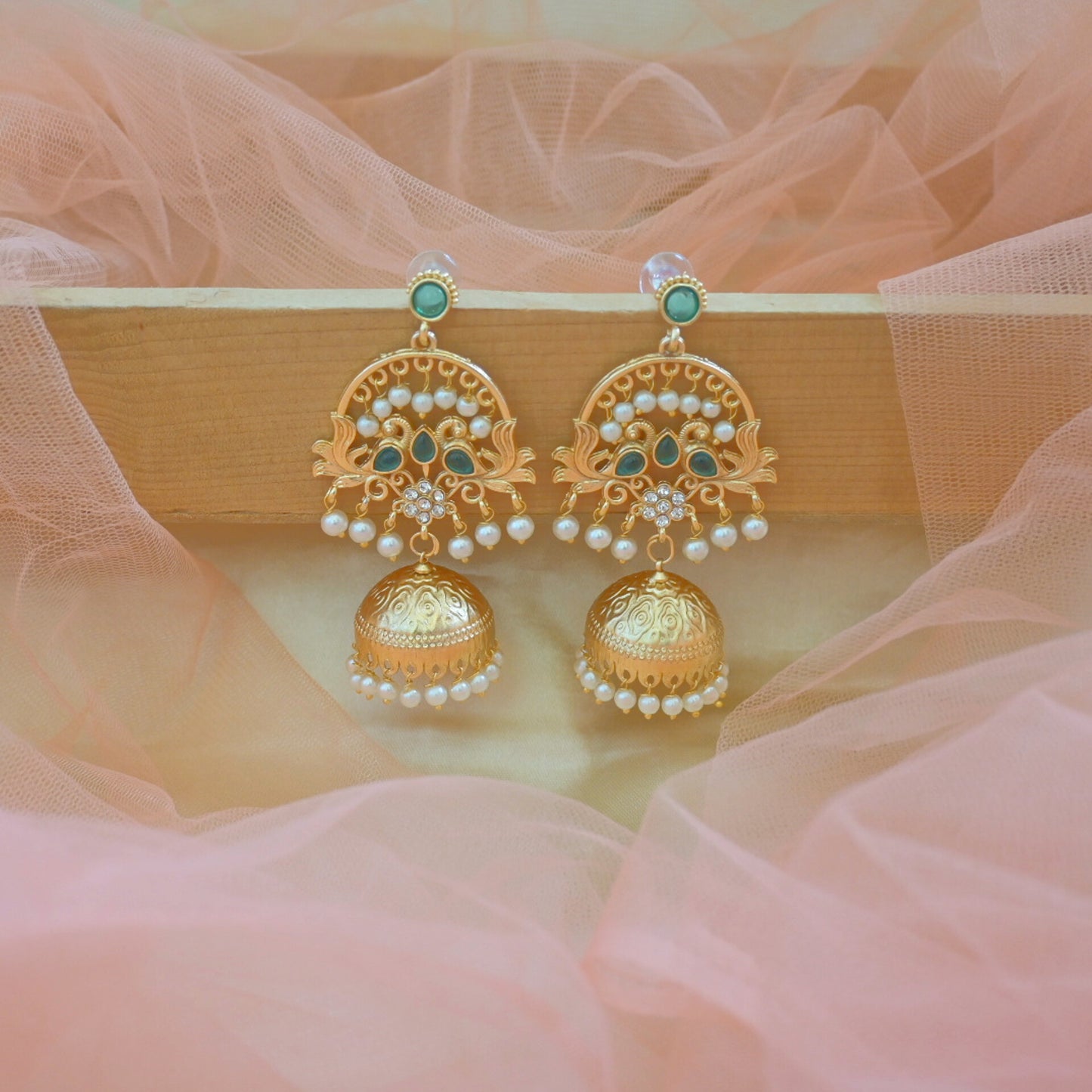 Chahat Golden Brass Jhumkas for Her