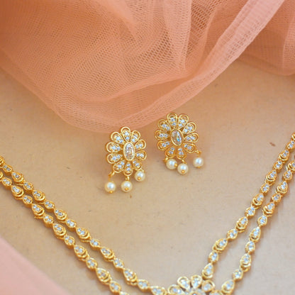 Priya Sleek AD Collar Jewellery Set