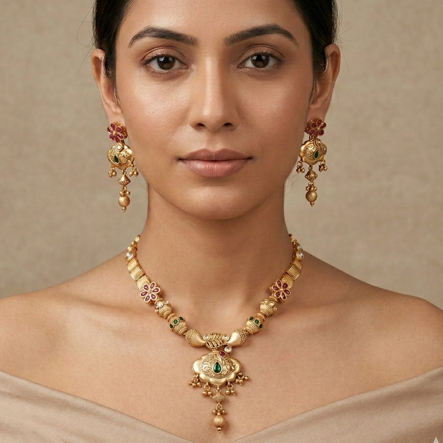 Kamya Copper Pendant Set