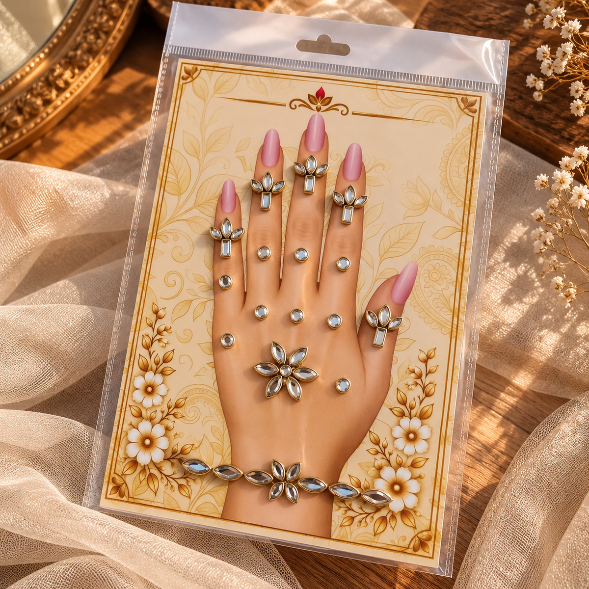 Kundan Mehendi Hand Sticker -2