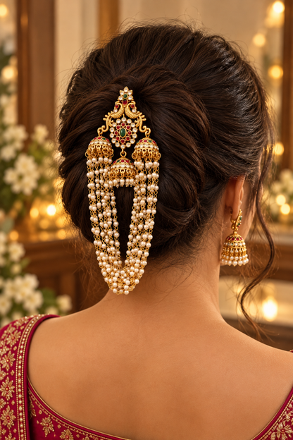 Traditional Pearl Detailed Hair Broach