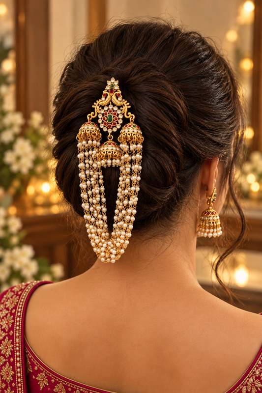 Traditional Pearl Detailed Hair Broach