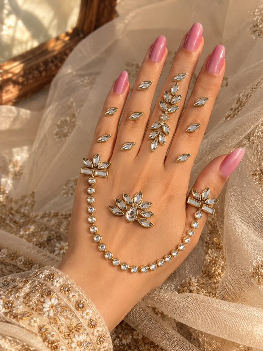 Kundan Mehendi Hand Sticker - 3