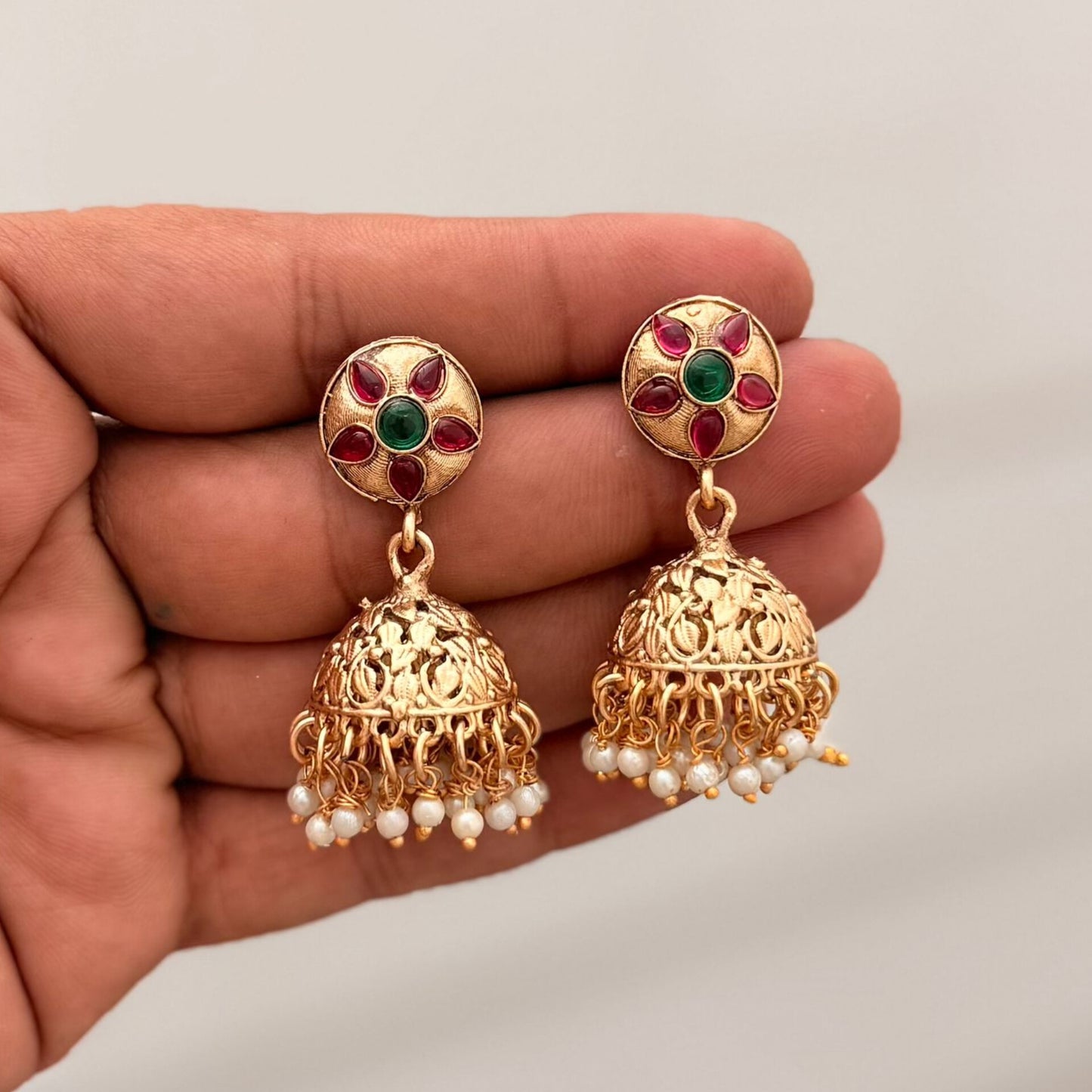 Matt Finish Gold Jhumkas