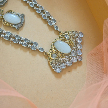 Monika GS Silver Mala Set - Ivory