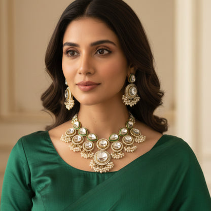 Viona Choker Necklace with Earrings Teeka