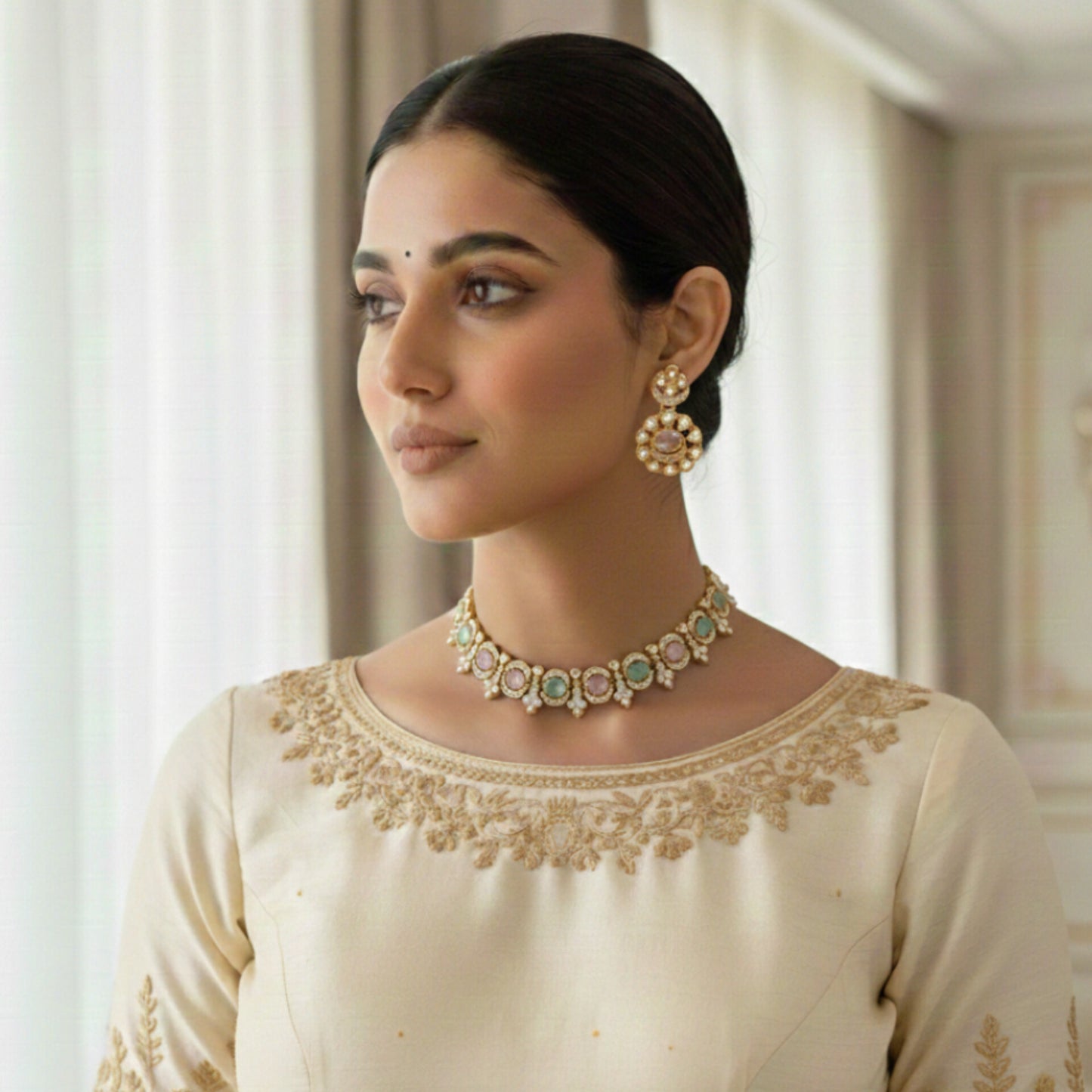 Aatika Polki Style Premium Sleek Neckset