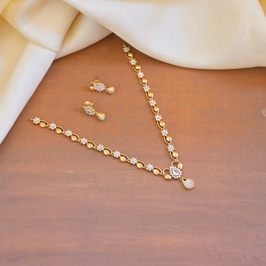 Manha Gold Plated AD Pendant Set