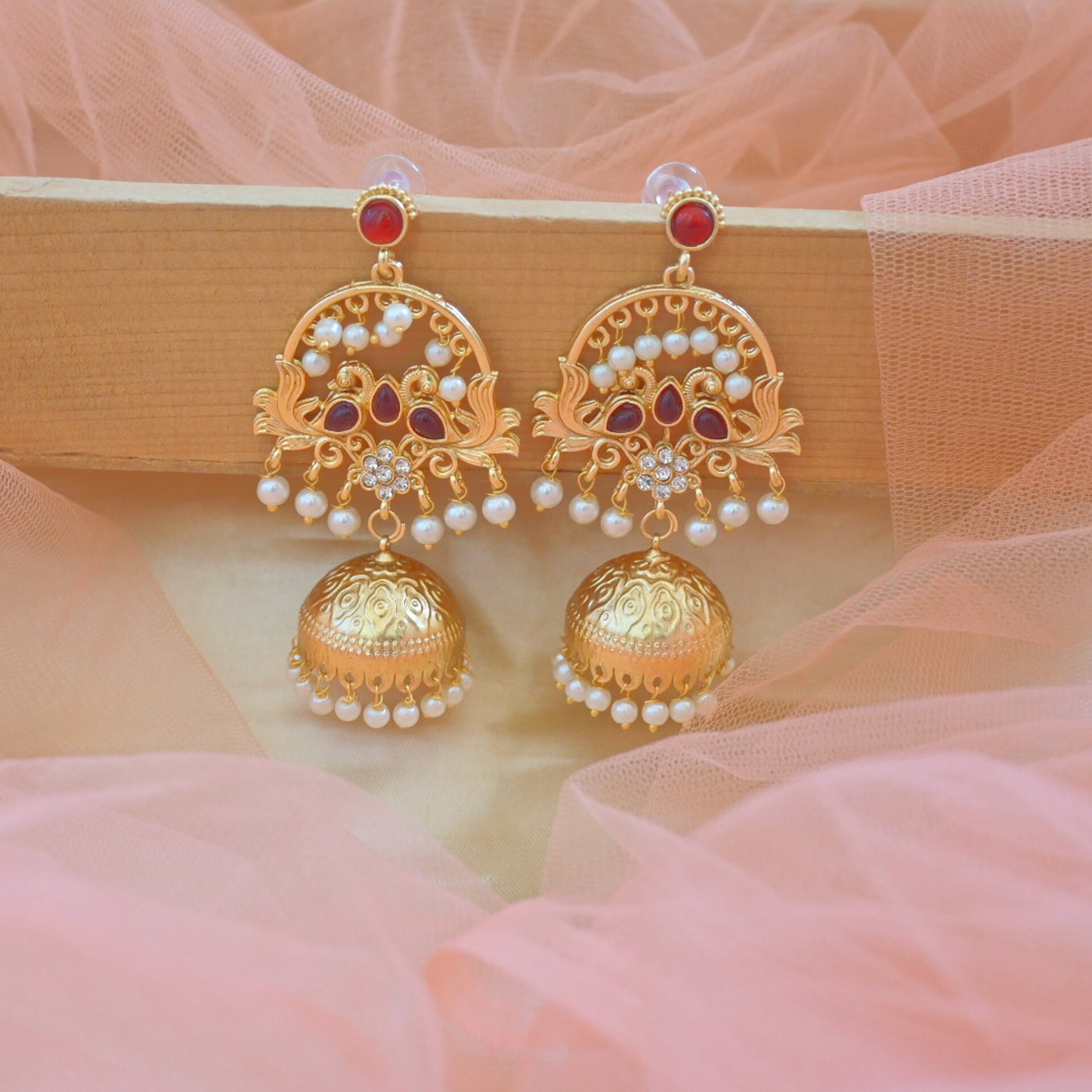 Chahat Golden Brass Jhumkas for Her