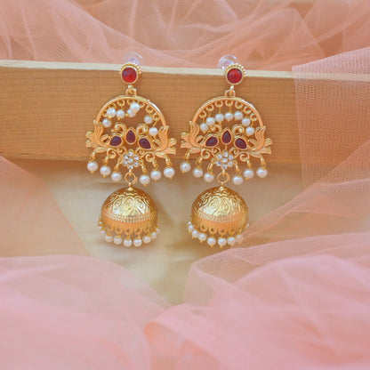 Chahat Golden Brass Jhumkas for Her