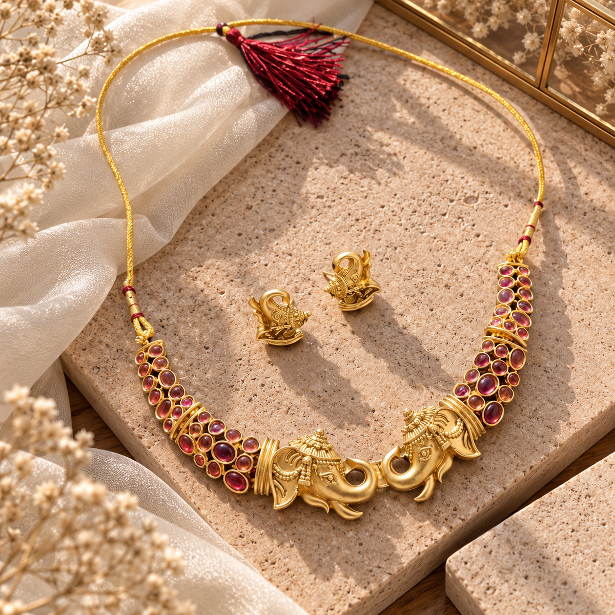 Suvarna Kempu Collar Neckpiece