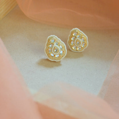 Pearl Drop Polki Studs