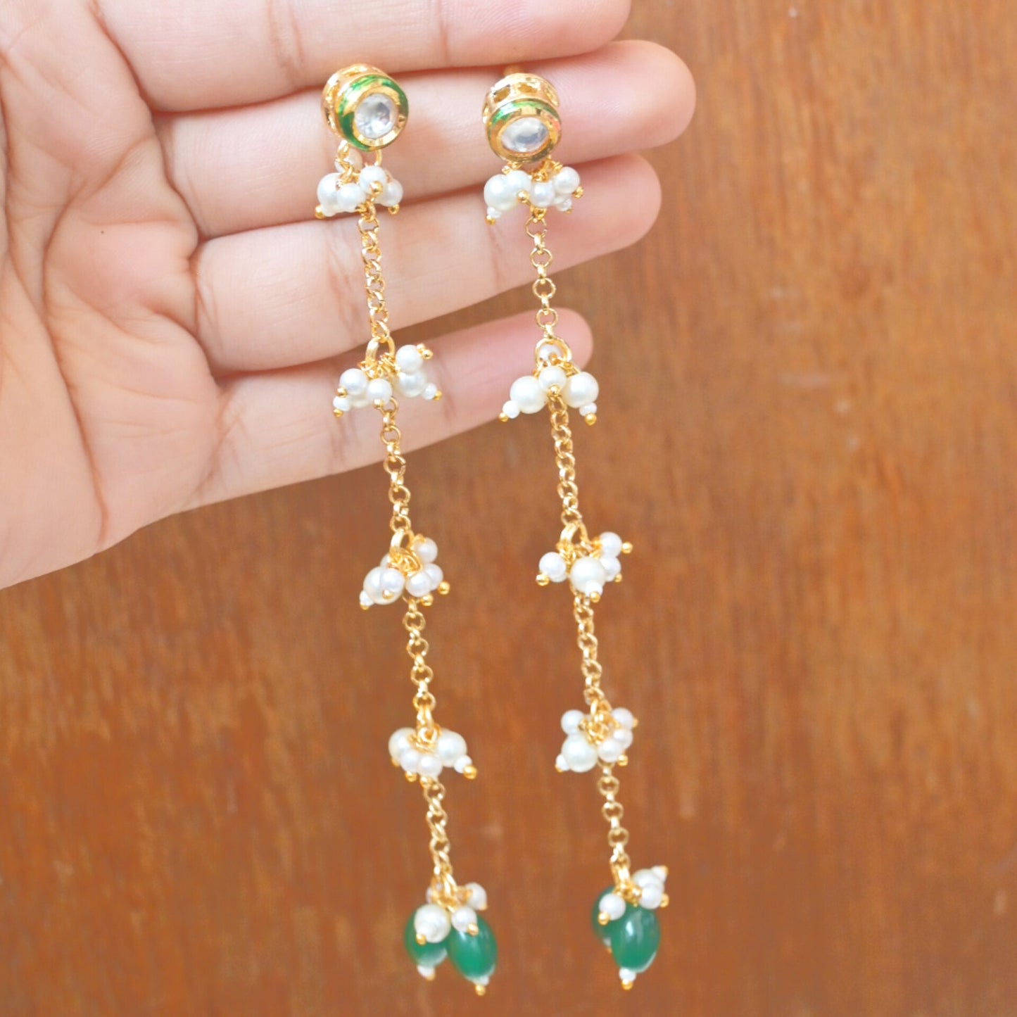 Trisha Kundan Pearl Dangling Earrings