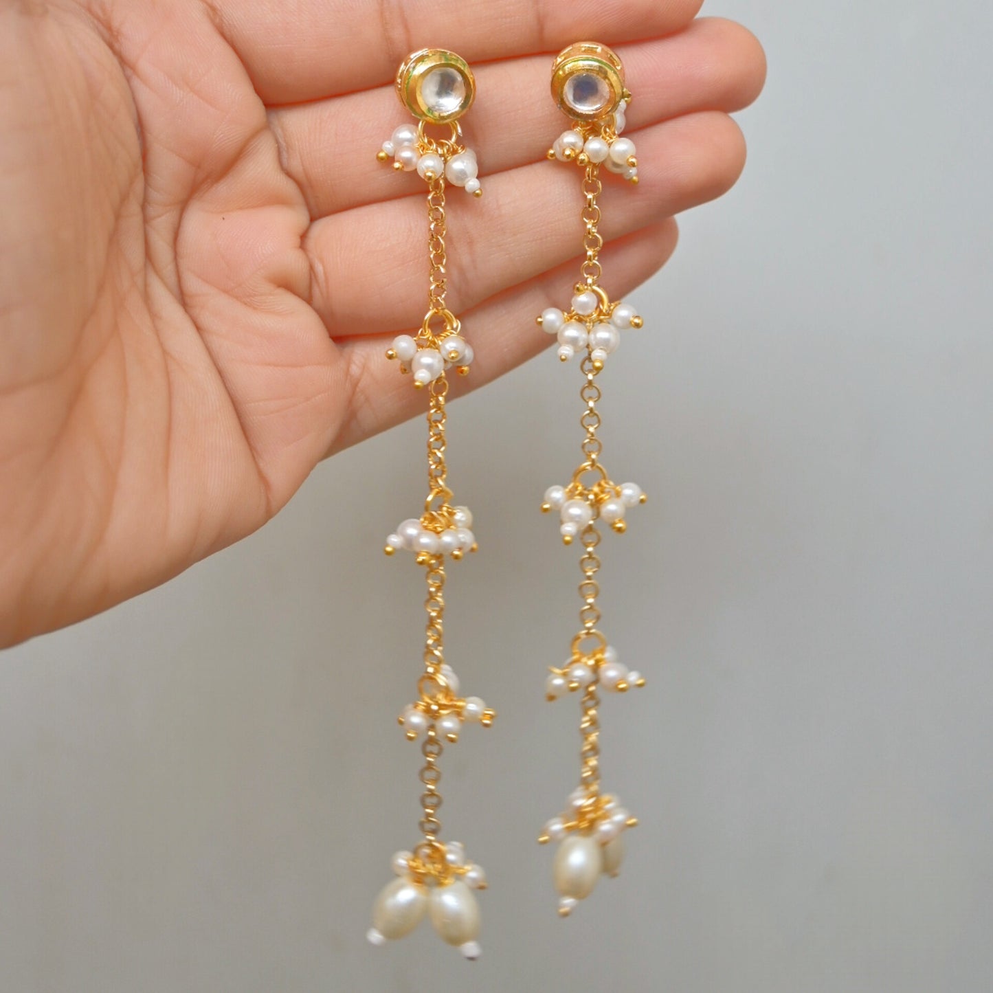 Trisha Kundan Pearl Dangling Earrings