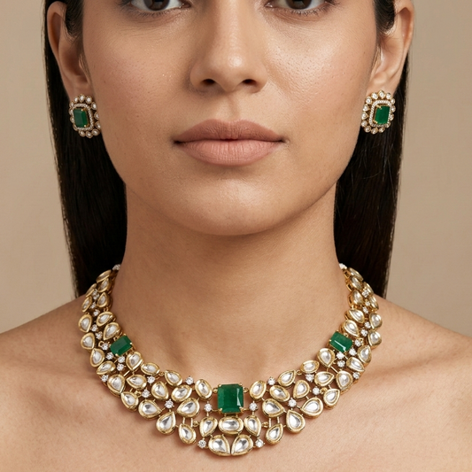 Janine Antique Moissanite Emerald Set with Studs