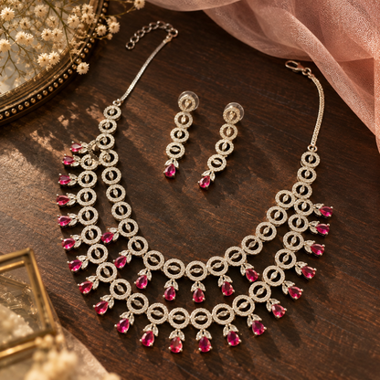 Sneha Layered Ruby AD Jewellery Set