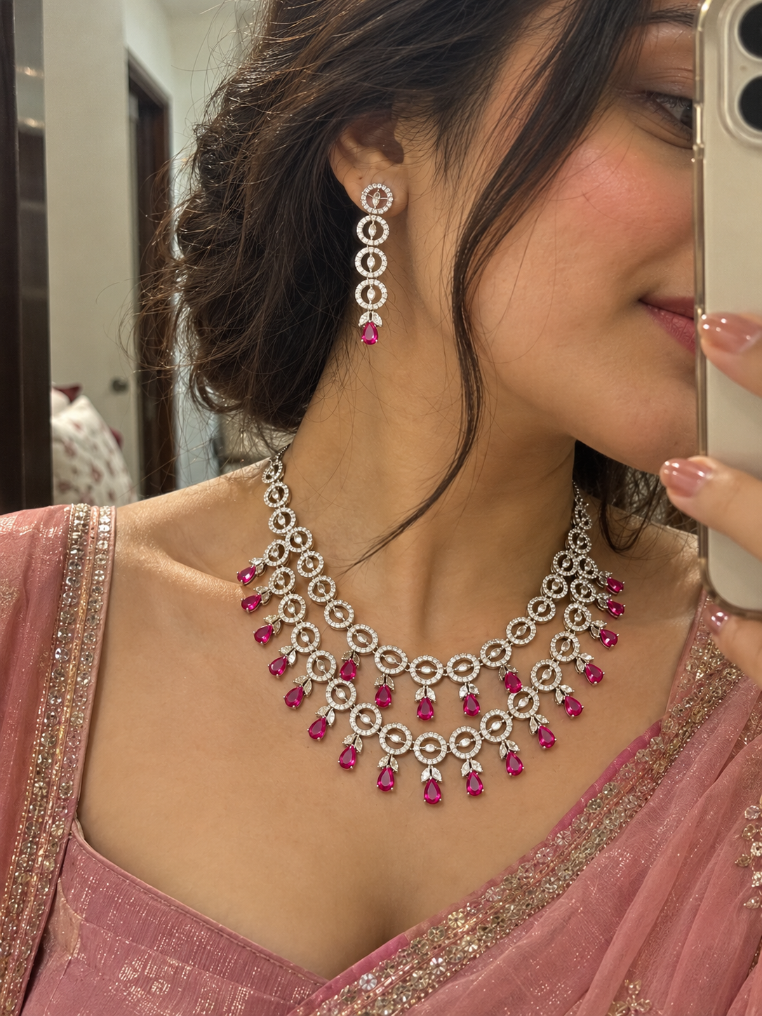 Sneha Layered Ruby AD Jewellery Set