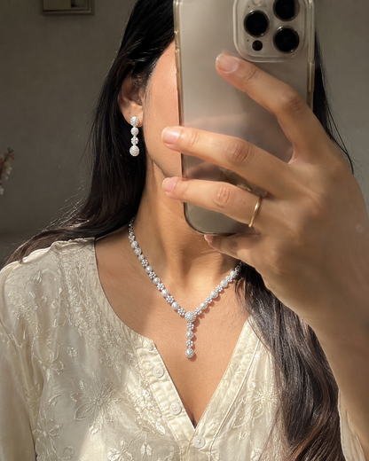 Saloni Pearl Drop AD Silver Jewellery Set